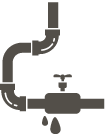 gray icon of a leaking pipe