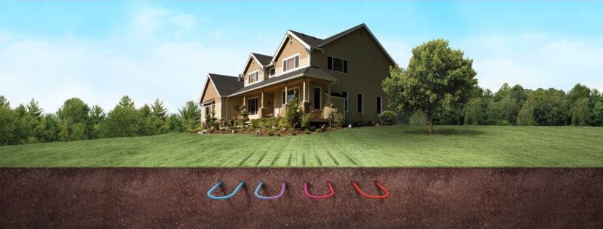 diagram of a house with a geothermal heat pump system