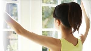 Looking out window