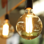 a lit lightbulb