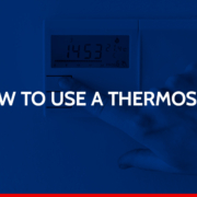 a blue background with the words how to use a thermostat