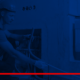 a blue background with a red line