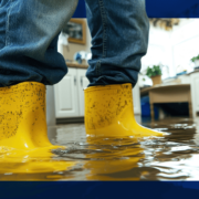 person in a flooded home