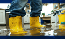 person in a flooded home
